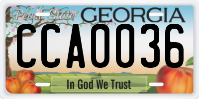 GA license plate CCA0036