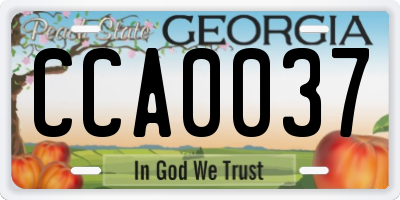 GA license plate CCA0037