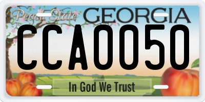 GA license plate CCA0050
