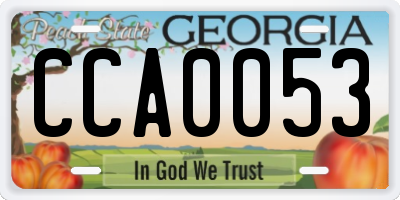 GA license plate CCA0053