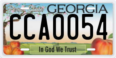 GA license plate CCA0054