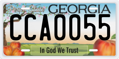 GA license plate CCA0055