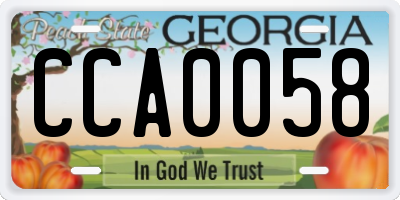 GA license plate CCA0058