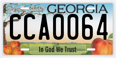 GA license plate CCA0064
