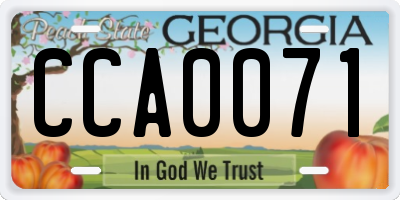 GA license plate CCA0071