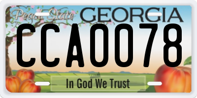 GA license plate CCA0078