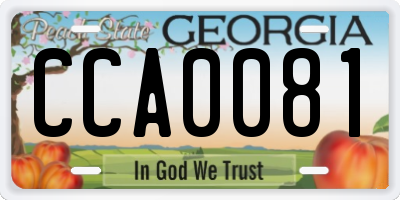 GA license plate CCA0081