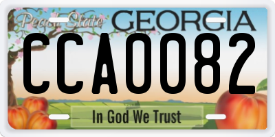 GA license plate CCA0082