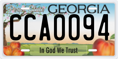 GA license plate CCA0094