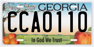 GA license plate CCA0110