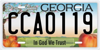GA license plate CCA0119