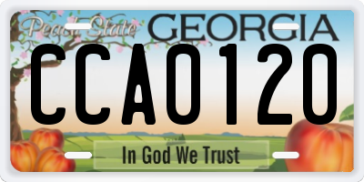 GA license plate CCA0120