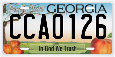 GA license plate CCA0126