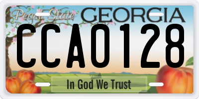 GA license plate CCA0128