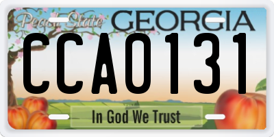 GA license plate CCA0131