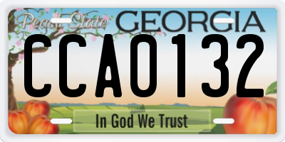 GA license plate CCA0132