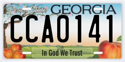 GA license plate CCA0141