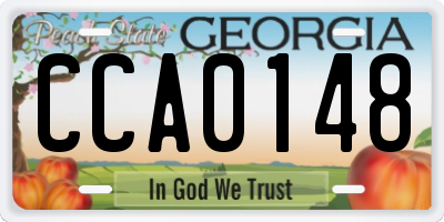 GA license plate CCA0148