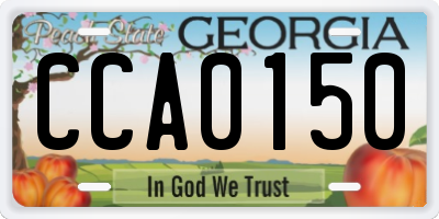 GA license plate CCA0150