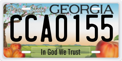 GA license plate CCA0155
