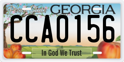 GA license plate CCA0156