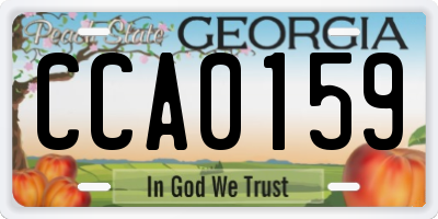 GA license plate CCA0159