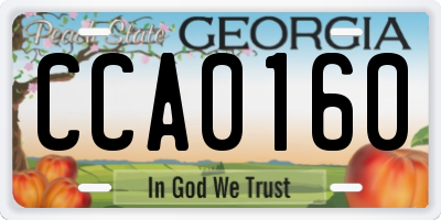 GA license plate CCA0160