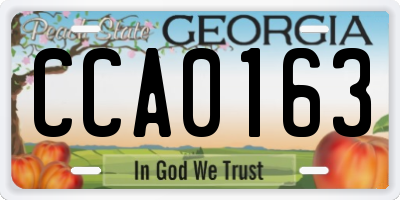 GA license plate CCA0163