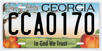 GA license plate CCA0170