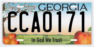 GA license plate CCA0171