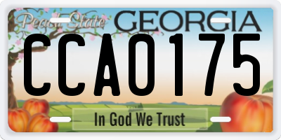 GA license plate CCA0175