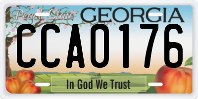GA license plate CCA0176