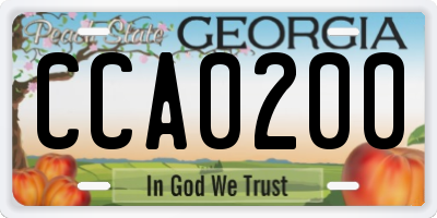 GA license plate CCA0200
