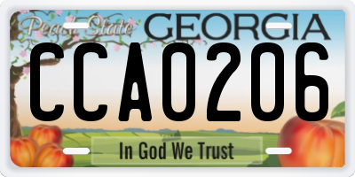 GA license plate CCA0206