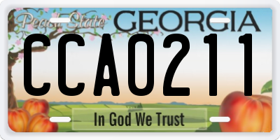 GA license plate CCA0211