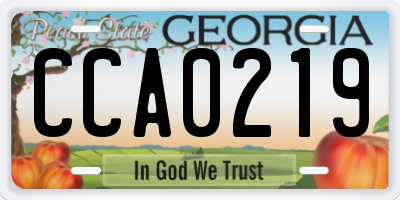 GA license plate CCA0219