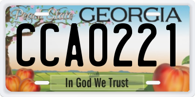 GA license plate CCA0221