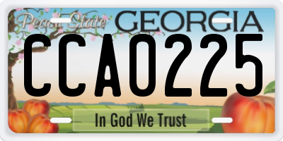 GA license plate CCA0225
