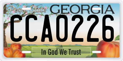 GA license plate CCA0226