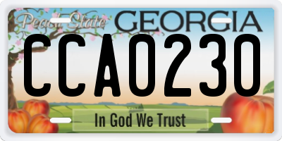 GA license plate CCA0230