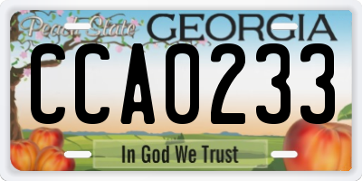GA license plate CCA0233