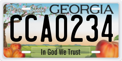 GA license plate CCA0234