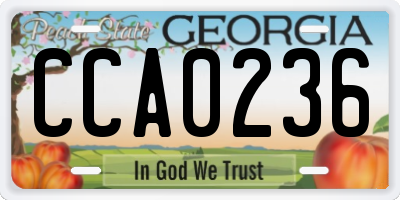 GA license plate CCA0236