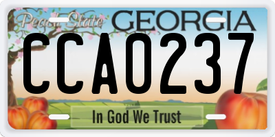 GA license plate CCA0237