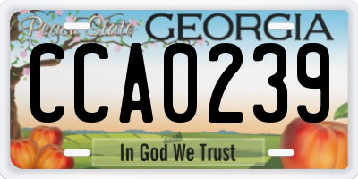 GA license plate CCA0239