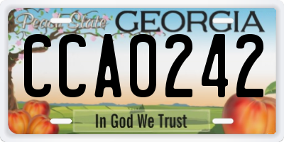 GA license plate CCA0242