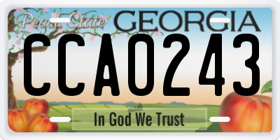 GA license plate CCA0243