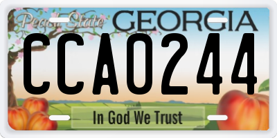 GA license plate CCA0244