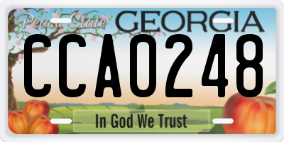 GA license plate CCA0248