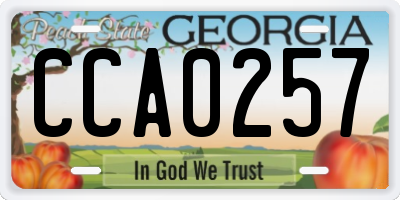 GA license plate CCA0257